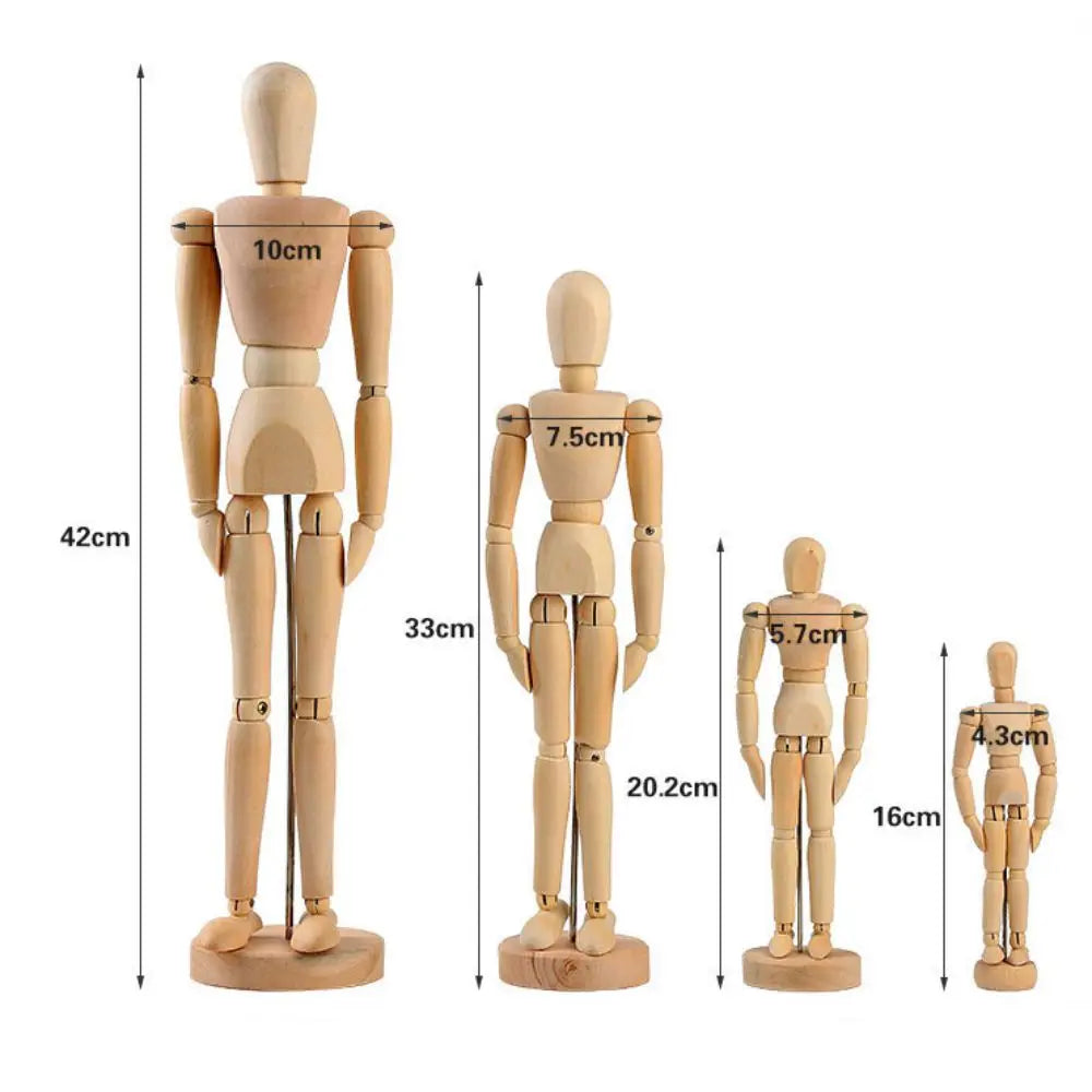 Poseable Wooden Artist Mannequin – Multiple Sizes Drawing Figure