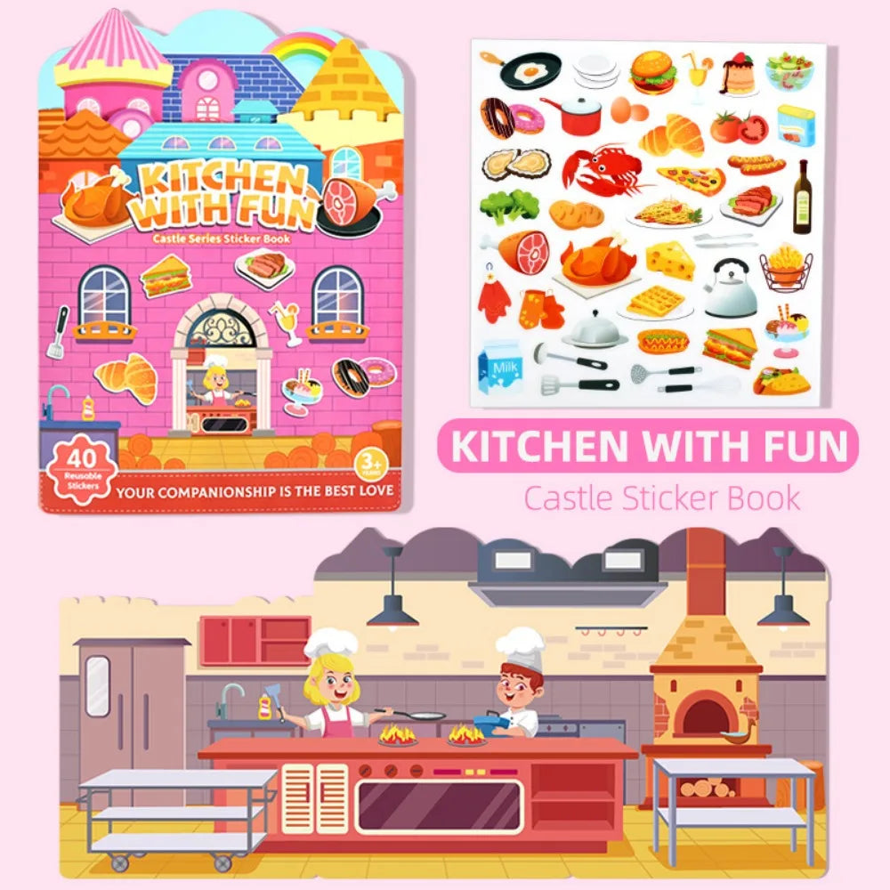 Reusable Jelly Sticker Quiet Book – Animal & Vehicle Puzzle