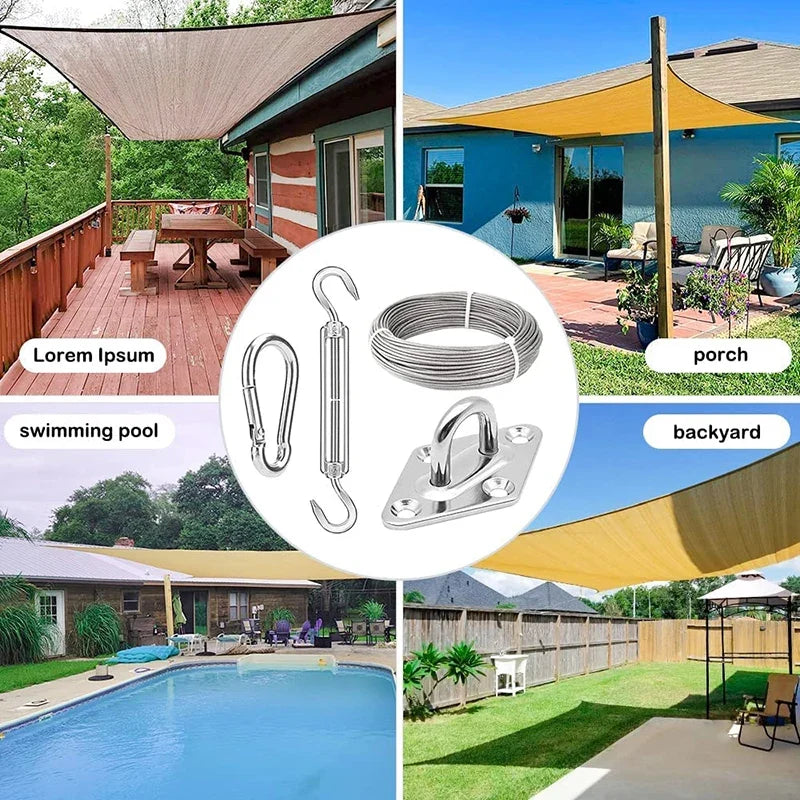 Sun Shade Sail Hardware Kit – 15M 3mm Stainless Wire Rope