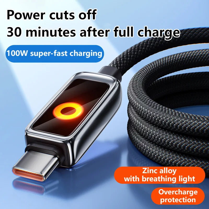 100W USB-C Fast Charge Cable 1.2M – 6A Auto Power Off