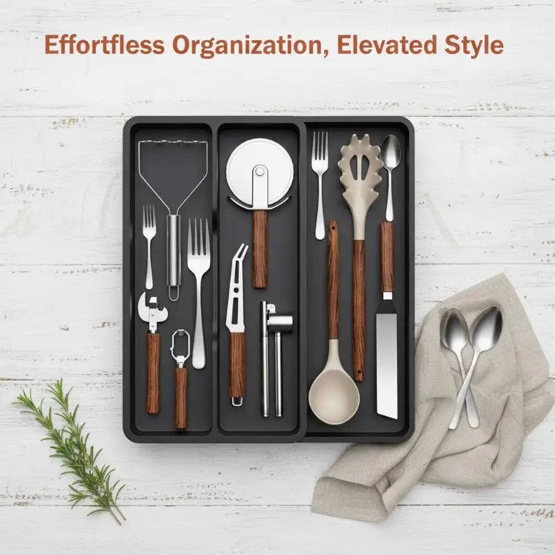 Expandable Cutlery Drawer Organizer Tray | Adjustable Kitchen