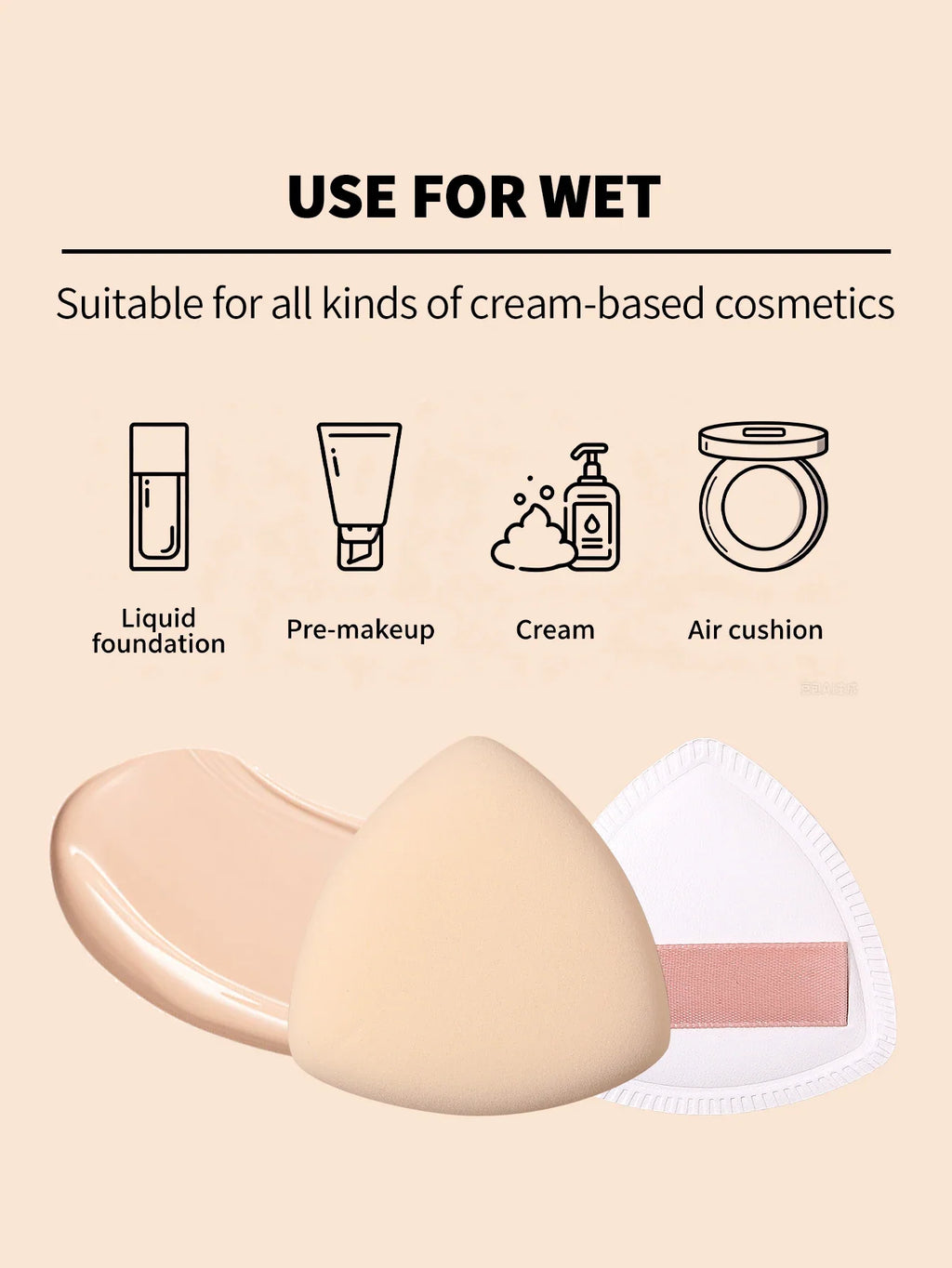 3PCS Triangle Makeup Sponge Puff Set for Foundation & Powder