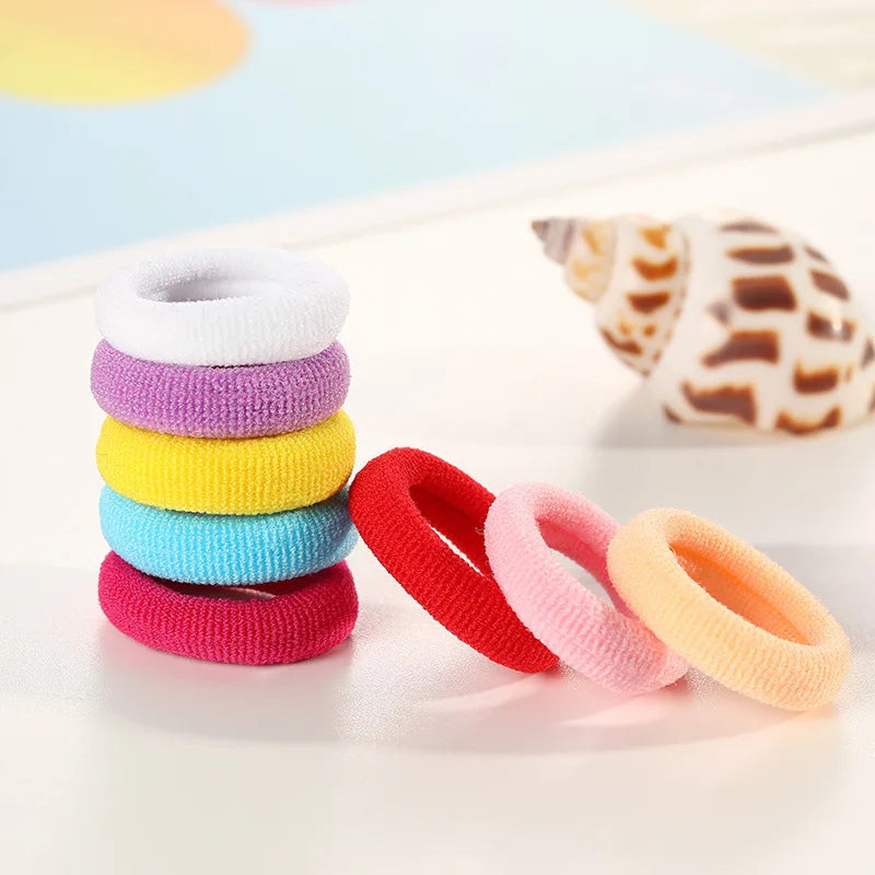 100pcs Mini Elastic Hair Ties Multicolor – Gentle & Secure