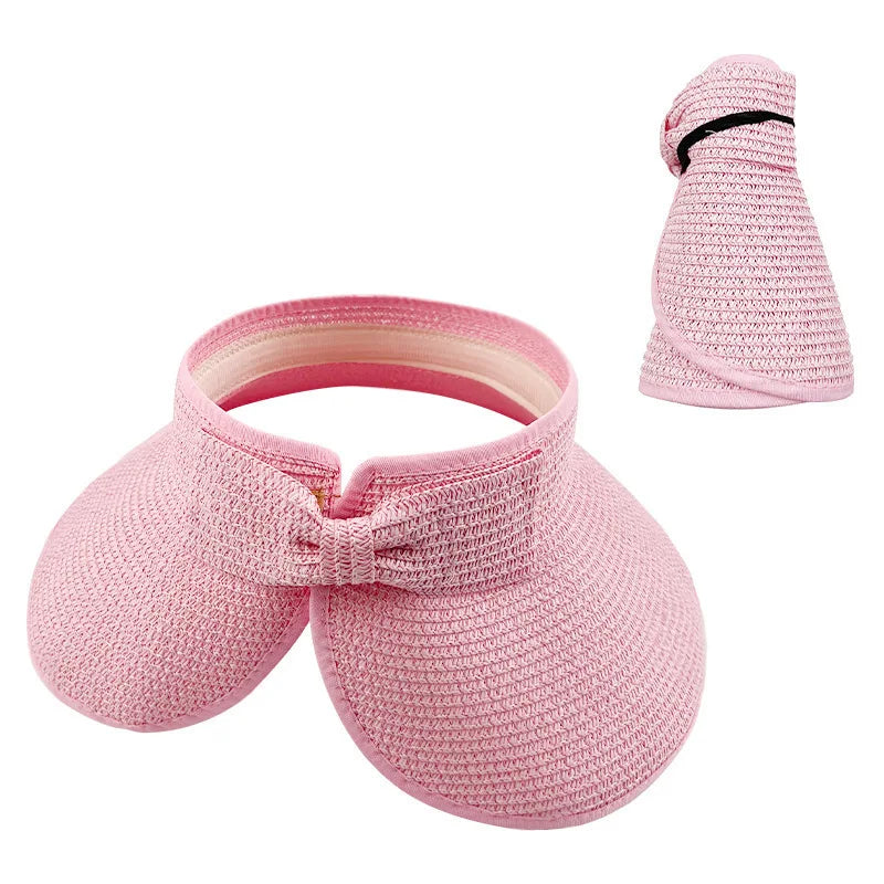 Women's Wide Brim Foldable Straw Sun Hat – UV Beach Visor