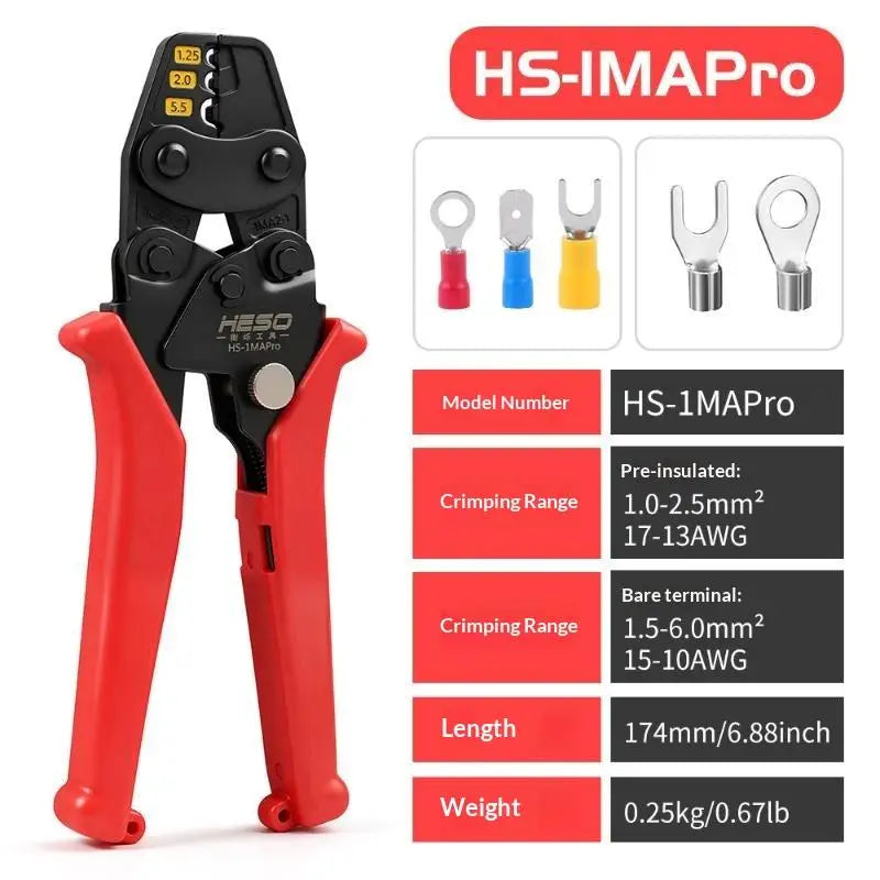 Ratchet Crimping Pliers – Bare Terminal Wire Crimp Tool