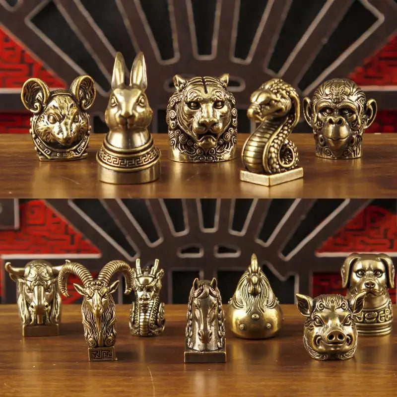 Brass Chinese Zodiac Animal Head Figurine | Vintage Collectible