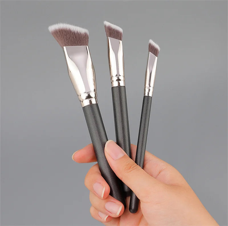 Sloped Trapezoid Foundation Brush – Wooden Handle Makeup Tool