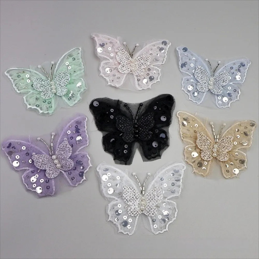 Sequin Butterfly Applique Gold DIY Clothes Embellishment Patch