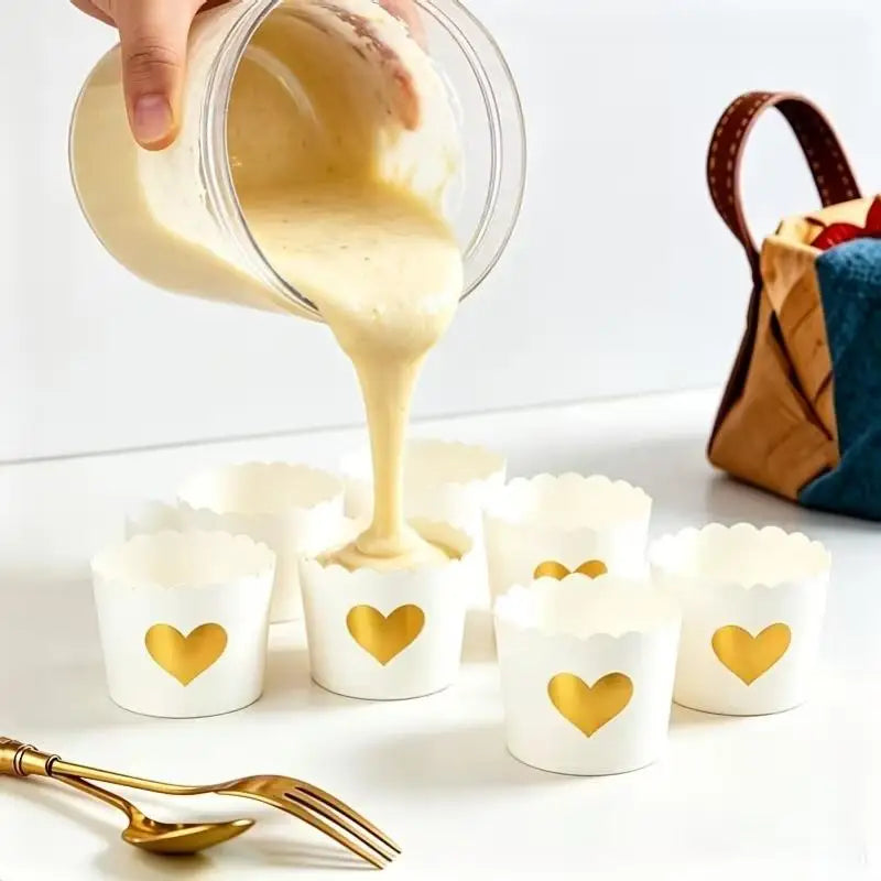 50 Pcs Gold Foil Cupcake Liners – Non-Stick Greaseproof Muffin Cups