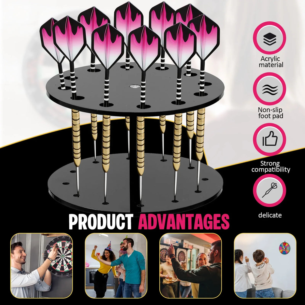 Acrylic Dart Holder Stand – 12-Dart Tabletop Display Rack