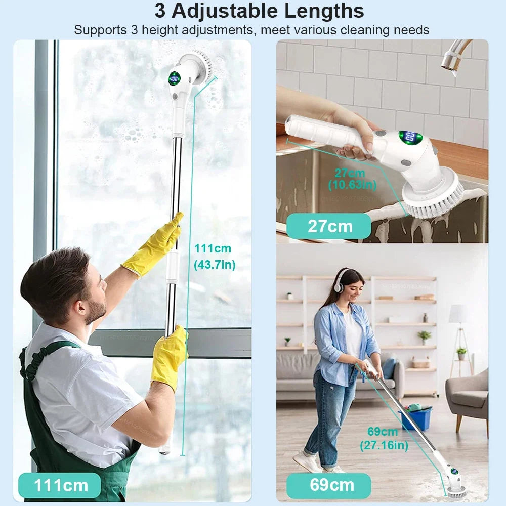 Raugee 8-in-1 Cordless Electric Spin Scrubber Cleaning Brush