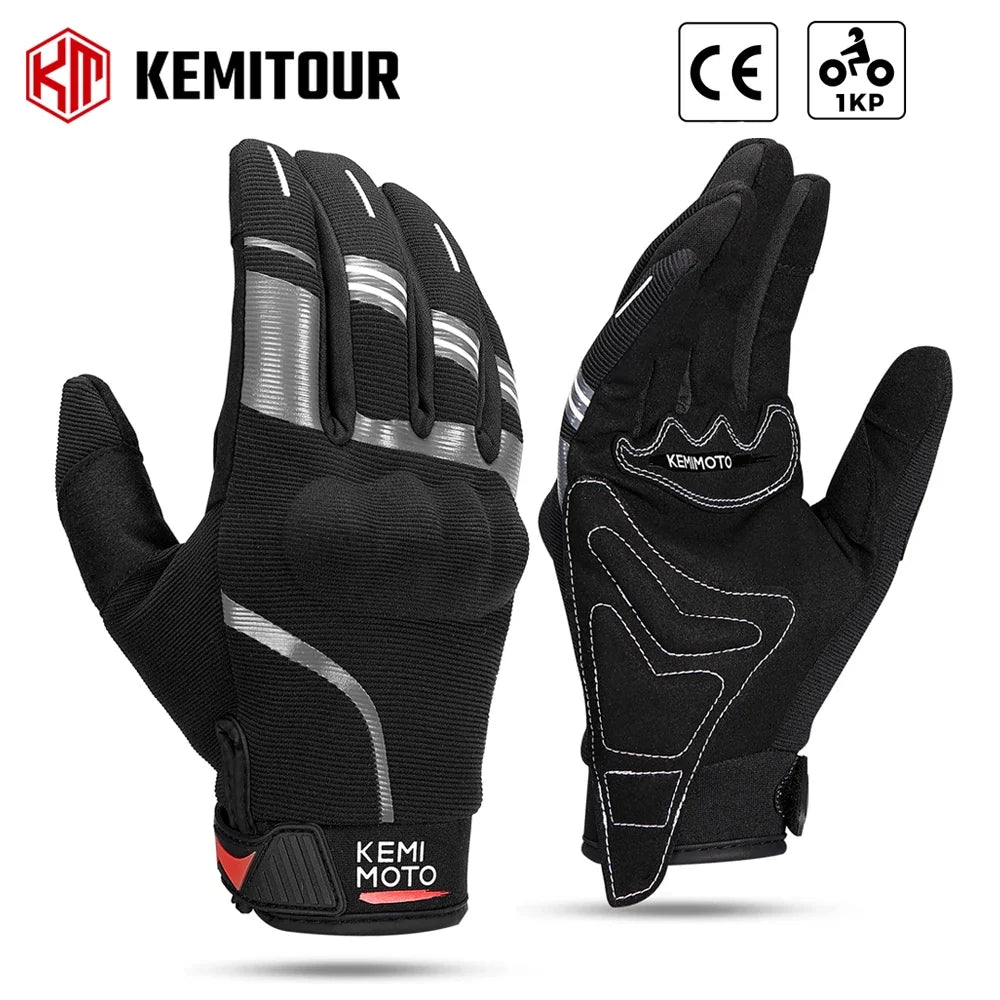KEMITOUR Summer Motorcycle Gloves Hard Knuckle Touchscreen Moto