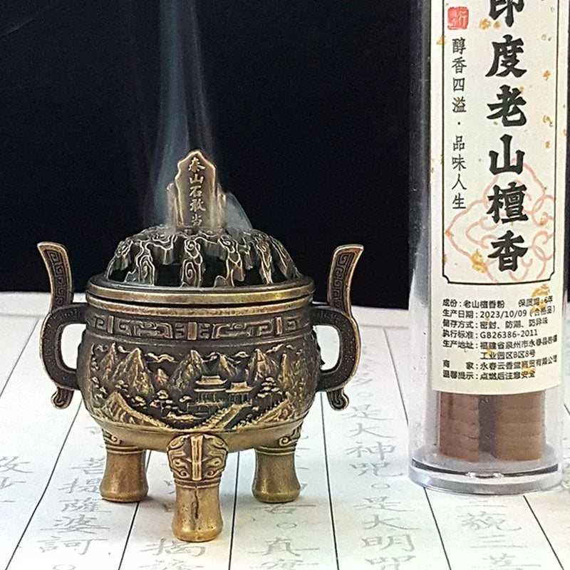 Three-Legged Incense Burner Bowl – Ancient Taishan Stone Style