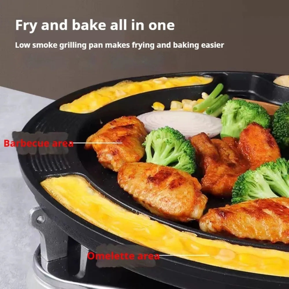 Korean Nonstick BBQ Grill Pan – Cast Aluminum Indoor/Outdoor