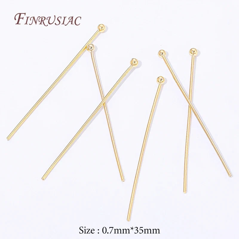 18K Gold Plated Ball Head Pins – Long Stem Beading Pins