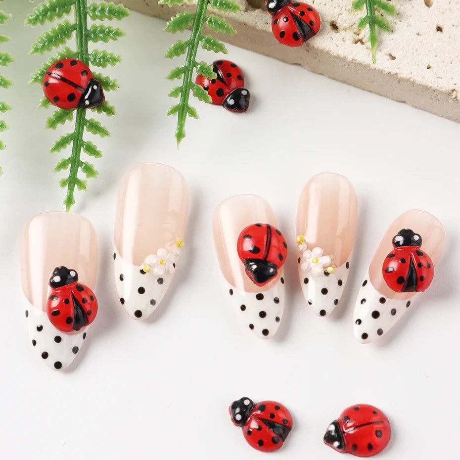 Ladybug Nail Charms Flatback Acrylic DIY Decorations 50/100pc