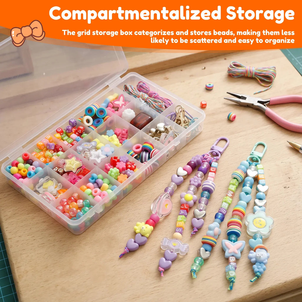 DIY Bead Keychain Making Kit – Colorful Beads & Charms