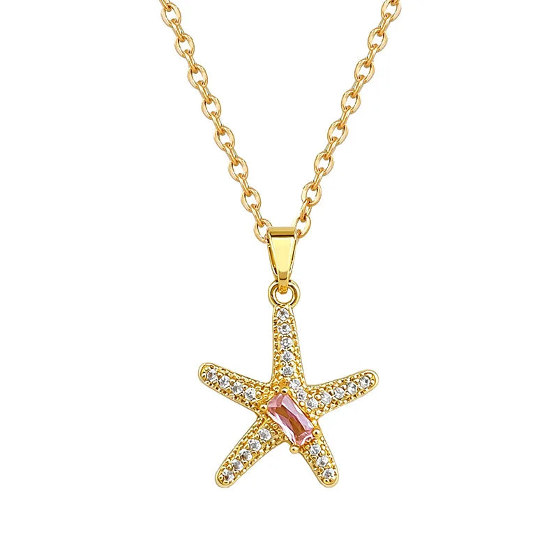 Sea Star Pendant Necklace – Gold Stainless Steel Choker