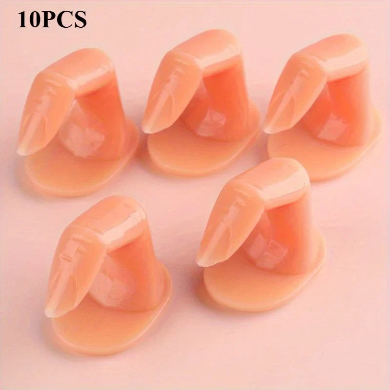 Silicone Fake Fingers for Nail Art Practice & Training – 5/10 Pcs