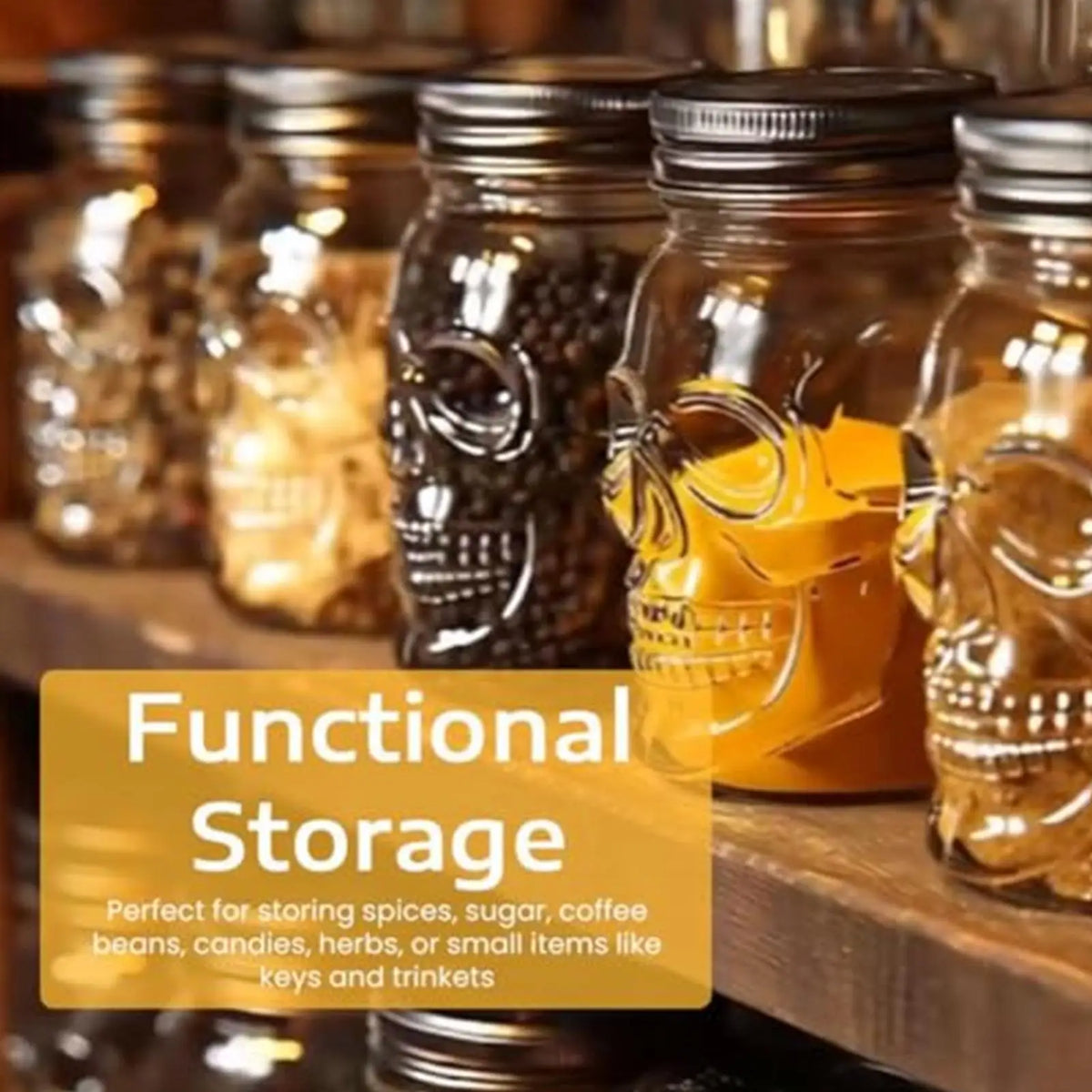 Skull Jars with Lid 500ml/800ml – Gothic Spooky Storage