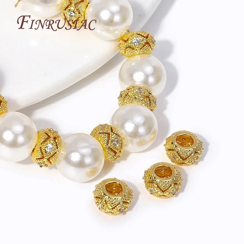 18K Gold Plated Zircon Spacer Beads – DIY Bracelet Jewelry