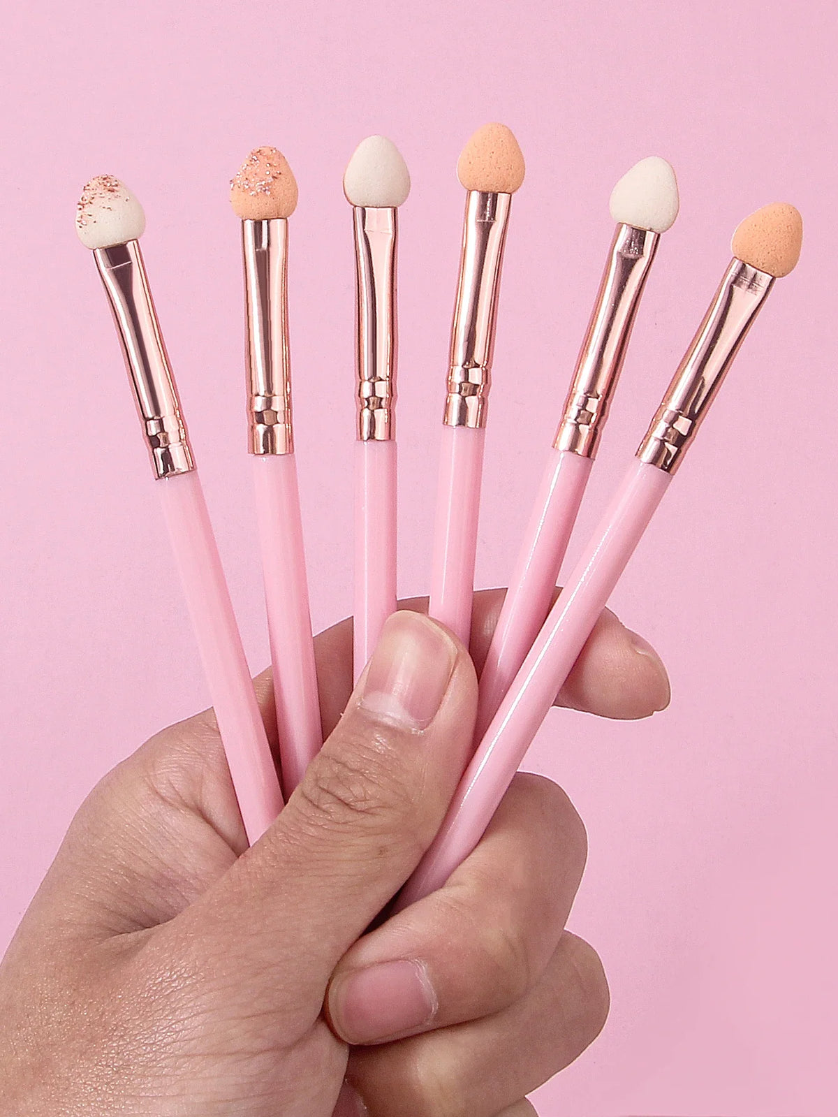 6-Piece Pink Eyeshadow Brush Set – Sponge & Blending Tools