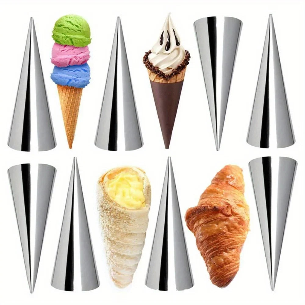Stainless Steel Cream Horn Molds – 8 & 12-Piece Baking Cones