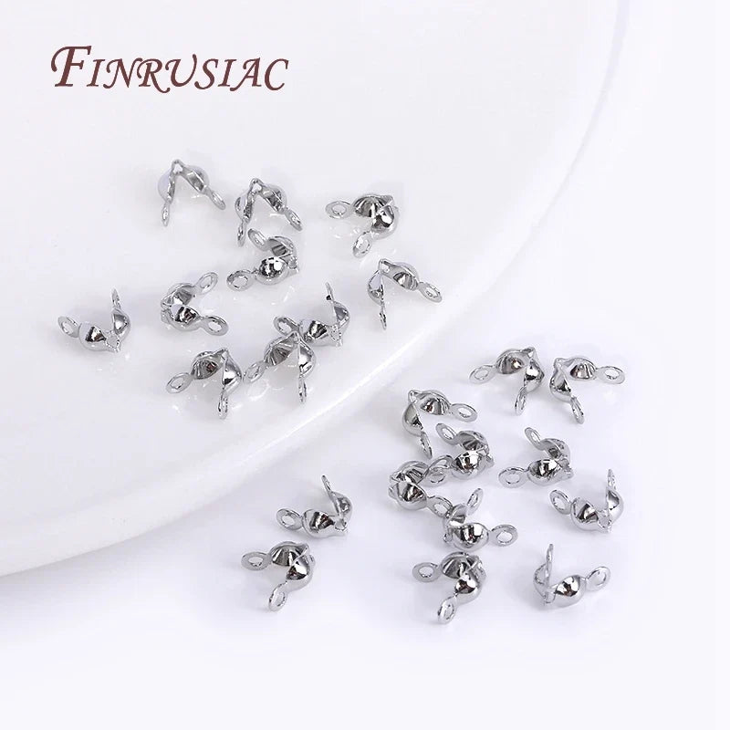 14K/18K Gold Plated Clam Shell Bead Tips – 100pcs Crimp Cover