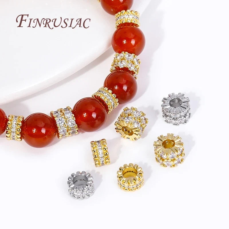 18K Gold Plated Zircon Round Spacer Beads – DIY Jewelry Making