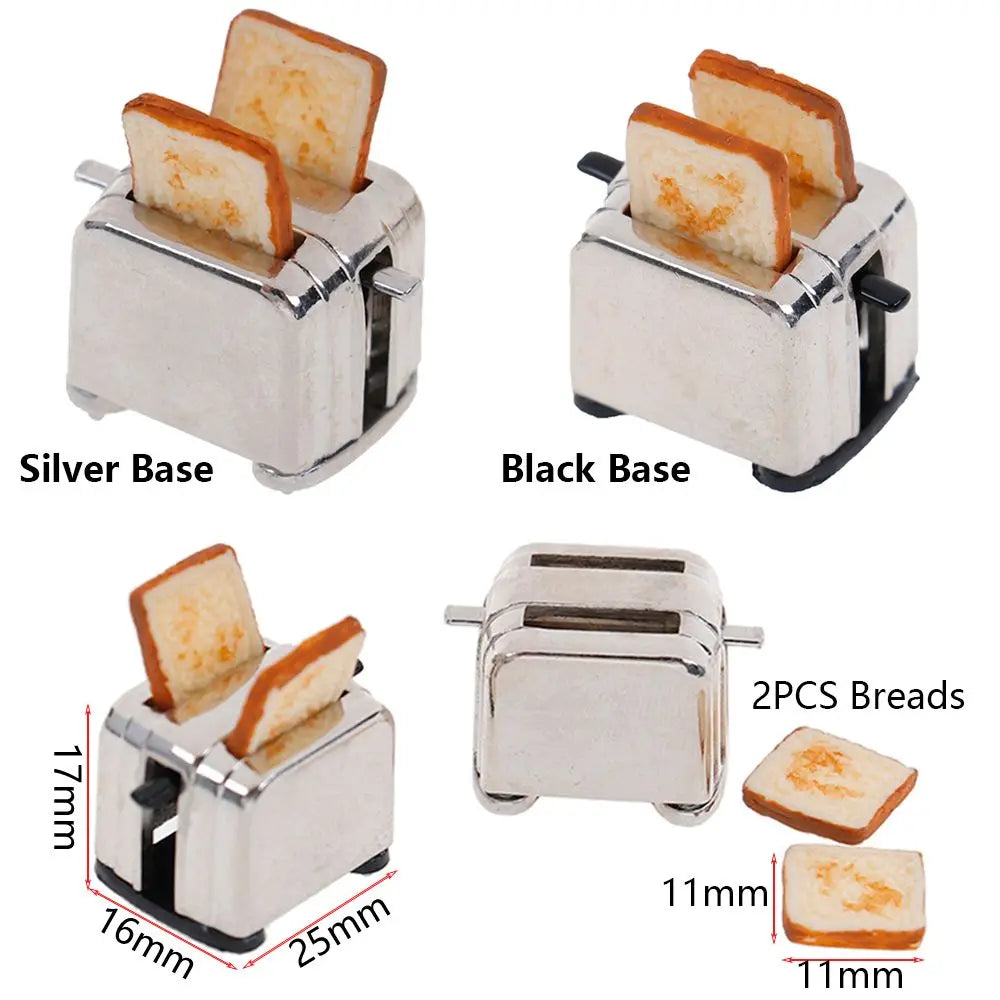Miniature Dollhouse Toaster Set | 1:12 Kitchen Toy with Bread