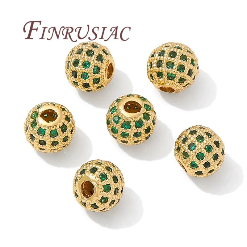 18K Gold Plated Zircon Spacer Beads – Brass DIY Jewelry Making