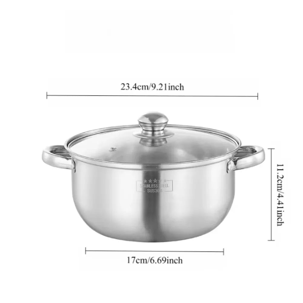 FEB.WIND 5L Stainless Steel Stock Pot with Glass Lid – Induction Safe