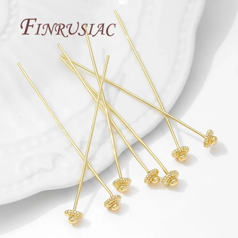 18K Gold-Plated Brass Flower Pins – DIY Earring Findings 10/20pc