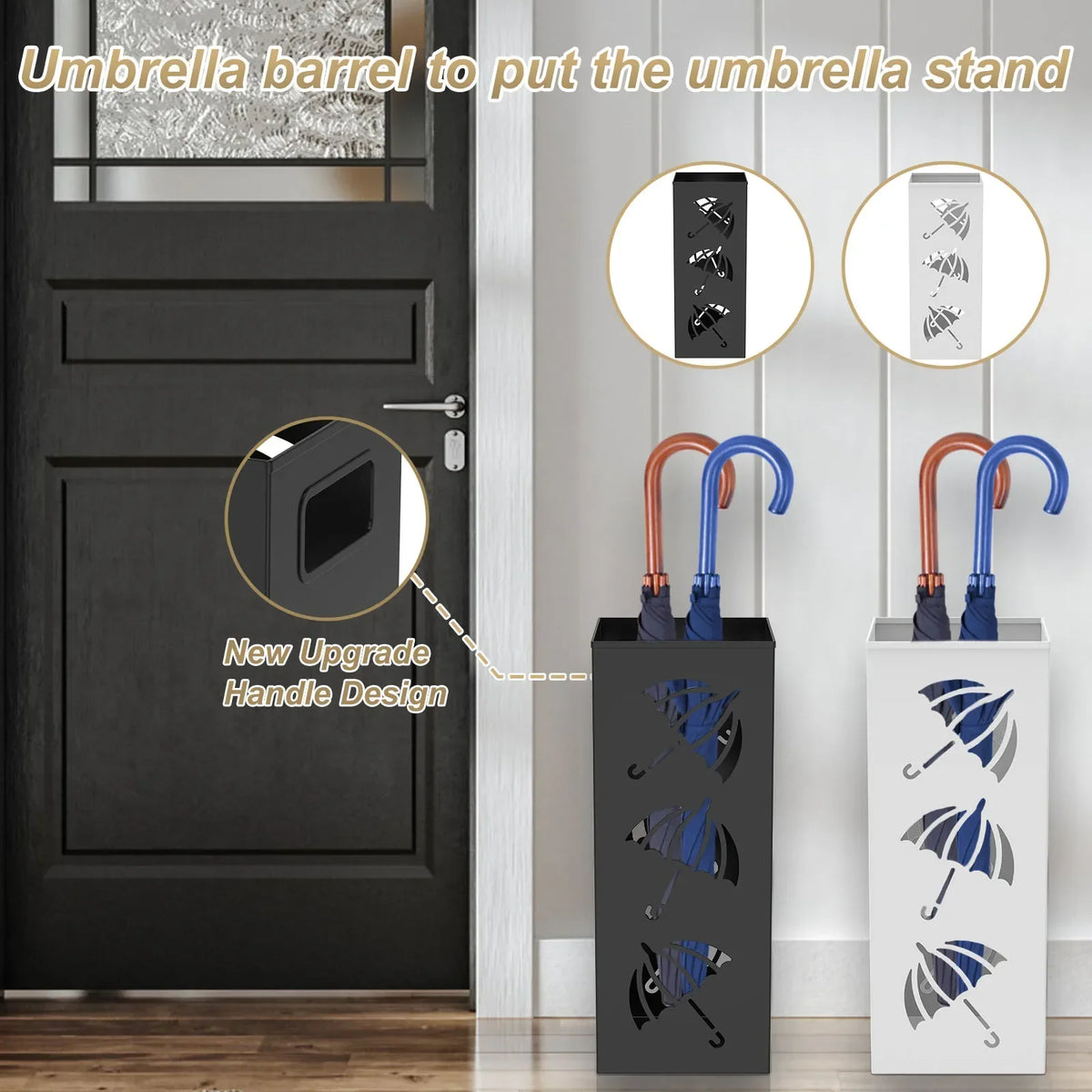 Metal Hollow Umbrella Stand with Handle – Modern Organizer