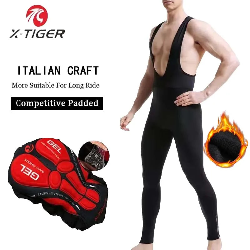 X-TIGER Men's Thermal Winter Cycling Bib Pants – 5D Gel Pad