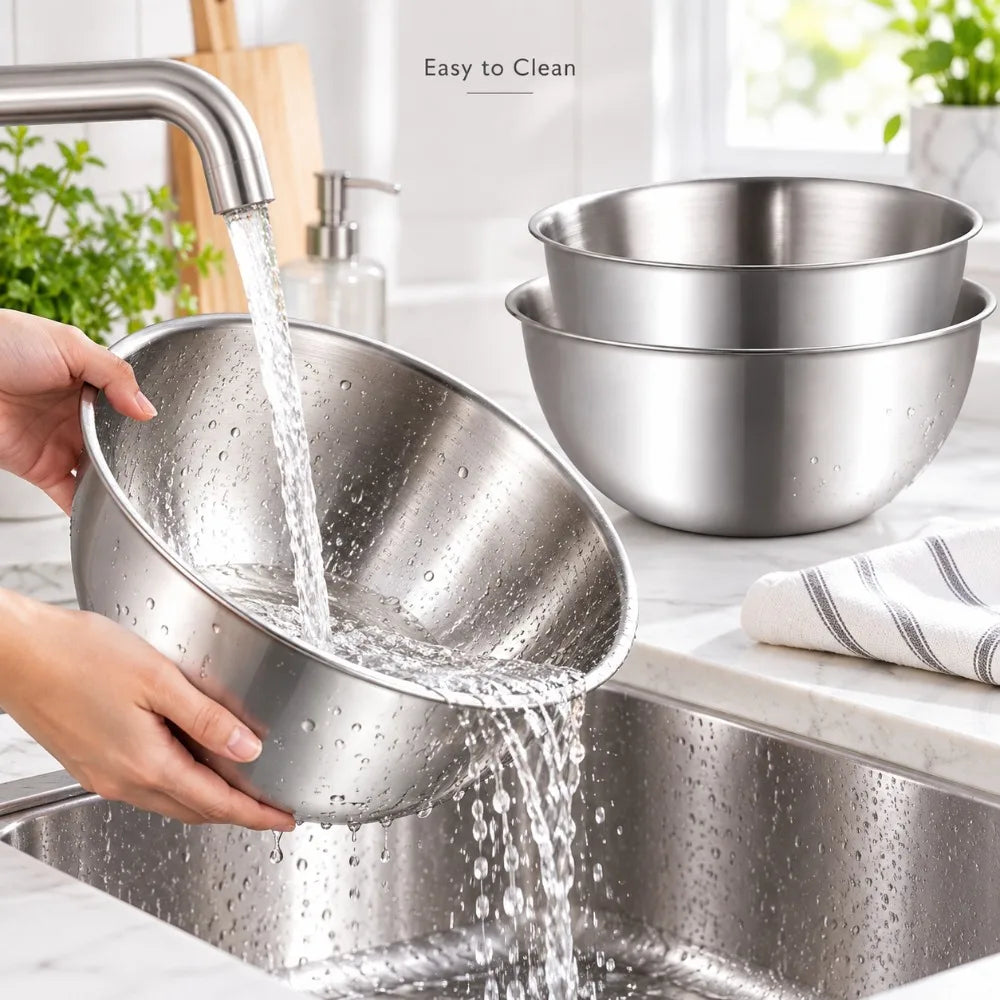 Stainless Steel Mixing Bowls 3-Piece Set with Scale | Kitchen