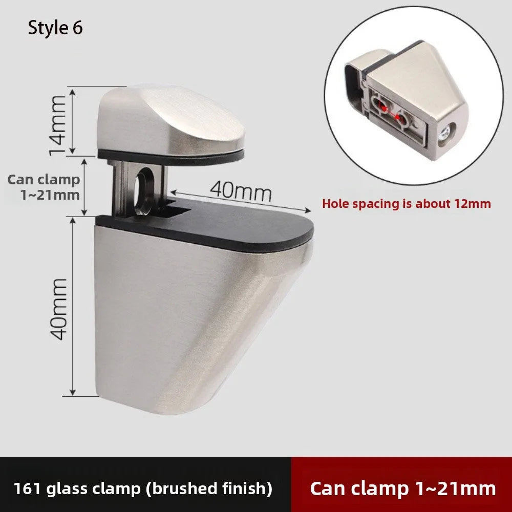 Zinc Alloy Adjustable Glass Shelf Clamps 1-22mm Bracket