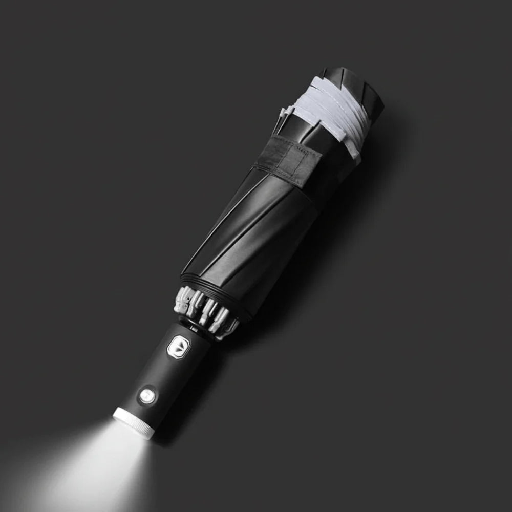 LED Flashlight Auto Open Umbrella – UV & Windproof, Reverse Fold
