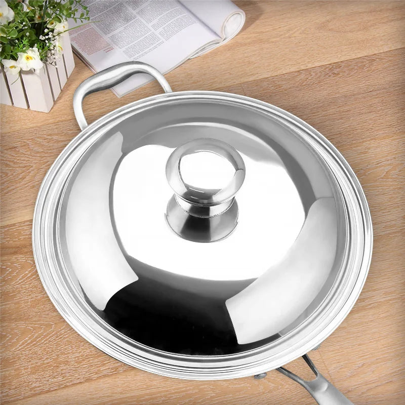 Stainless Steel Wok Lid 30–38cm | Universal Pot Cover