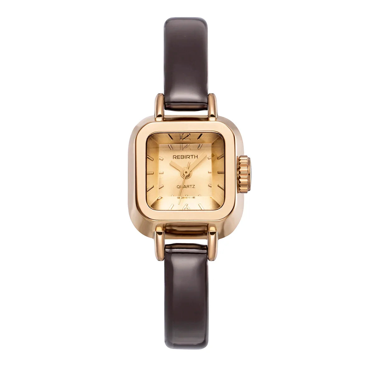 REBIRTH Women's Retro Quartz Watch – Oval Dial & Leather Strap