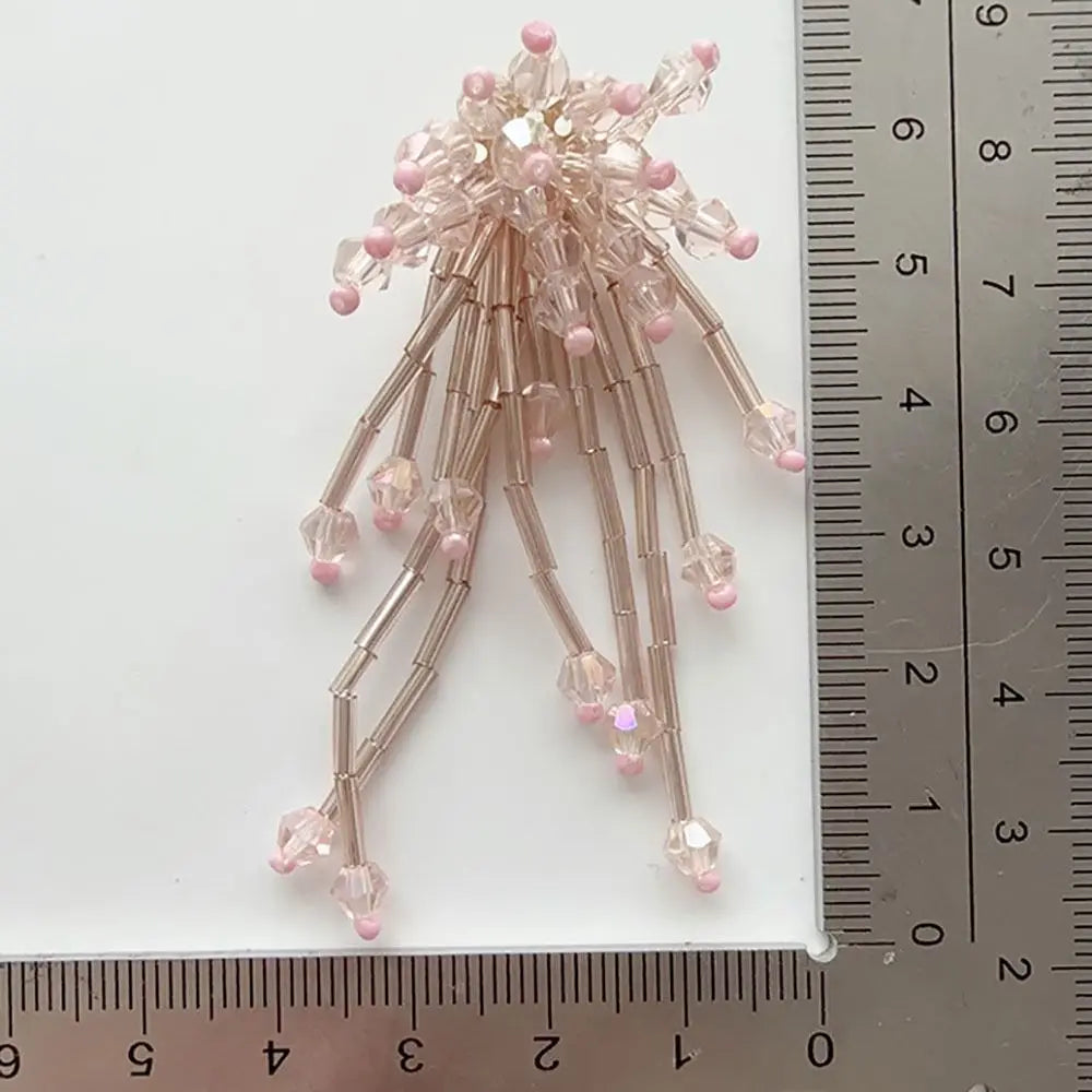 3D Crystal Beaded Flower Patch – Hand-Sewn Glass Bead Appliqué