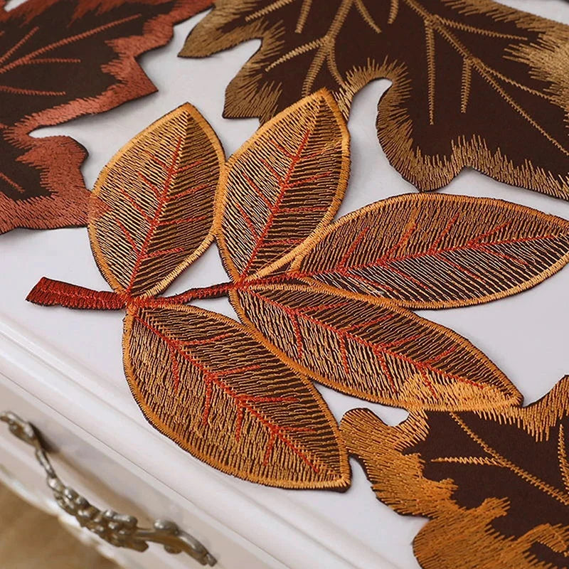 Autumn Maple Leaf Embroidered Table Runner | Farmhouse Fall