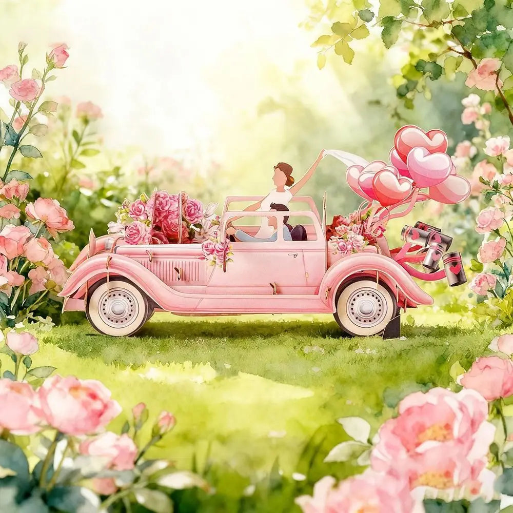 3D Pop-Up Wedding Card – Floral Watercolor Just Married