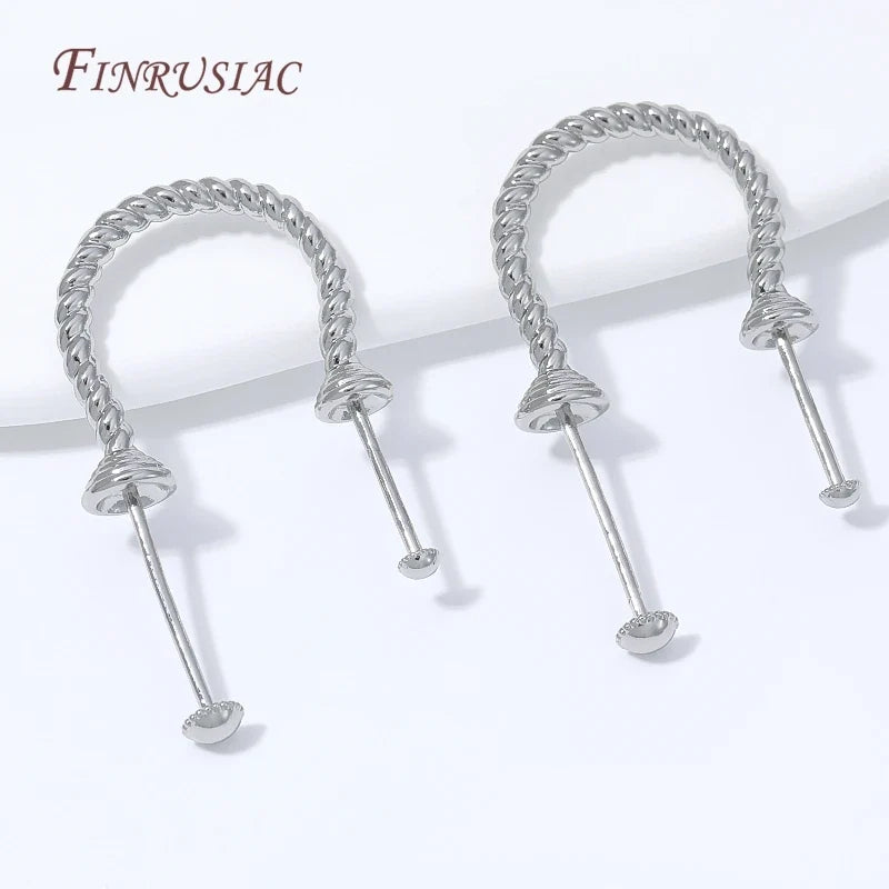 18K Gold Plated Twisted Hoop Earring Findings | DIY Pearl Drop