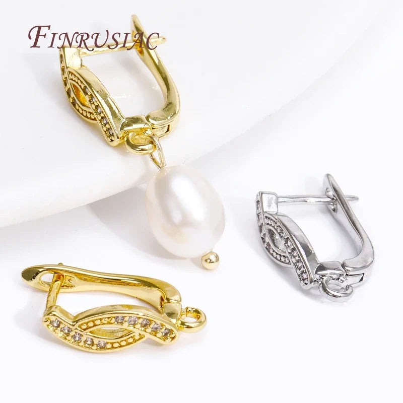 18K Gold Plated Zircon Earring Hooks – DIY Drop Earring Findings