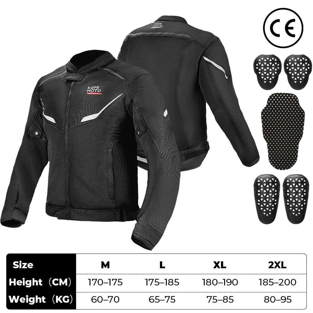 KEMIMOTO Men's Mesh Motorcycle Jacket CE Armor Breathable