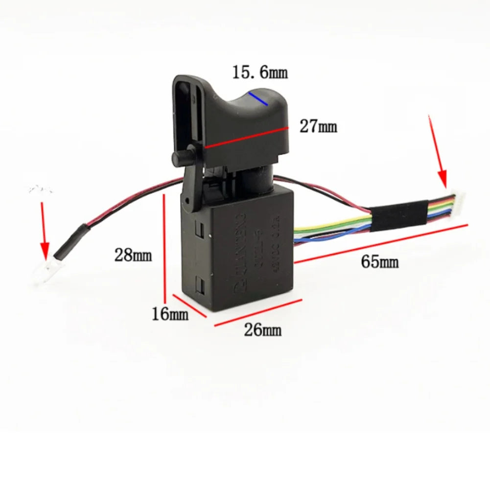 12V 16.8V Brushless Cordless Drill Trigger Switch with LED 8 Wire