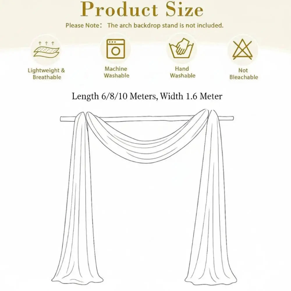 Wedding Tulle Drape Fabric 6/8/10M – 160CM Sheer Backdrop