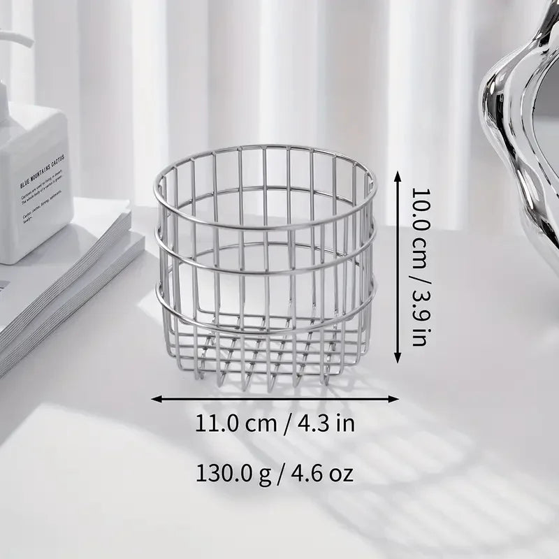 Stainless Steel Round Makeup Brush & Cosmetic Organizer