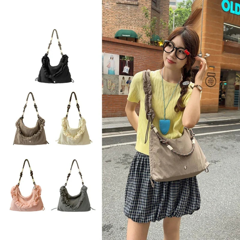Korean Slouchy Crossbody Bag – Large Nylon Shoulder Bag